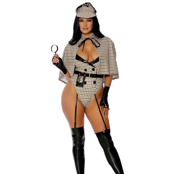 NEW Forplay Check the Receipts Sherlock Holmes Sexy Costume Size Medium Large - Picture 1 of 4